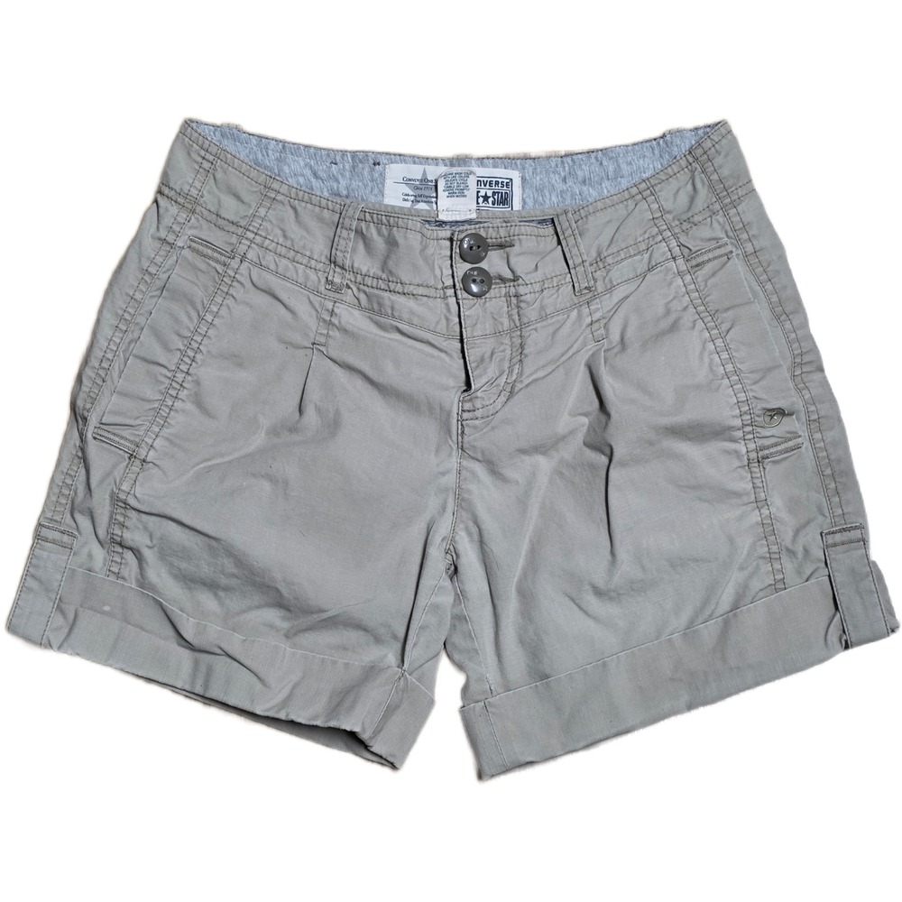 Converse One Star Utility Cargo Shorts Women's Size 4 Khaki Pleated Button Retro